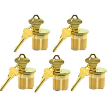 5 Mortise Lock SC1 Cylinders 1-1/4"Adams Rite Type for Store Front Door Brass