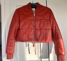 Real Leather Puffer Jacket From Mango Size Xs Absolutely Stunning And Rare