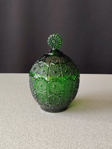 Vintage green glass - glass, covered