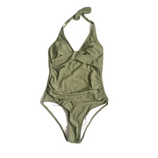 Women's One Piece Swimsuit Tummy Control Push Up Halter V Neck Padded Green, S