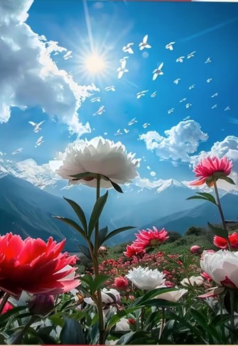 Greetings card flowers - card, in