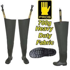 PROS 700g DELUXE HEAVY DUTY THIGH WADERS FISHING GREEN UK 5.5 - 12.5