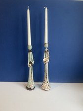 Signed Studio Pottery Unusual Ladies Impressionist Style Candle Holders x 2