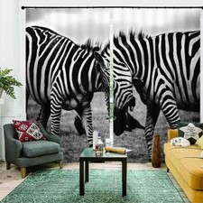 Fighting White Zebras 3D Curtain Blockout Photo Printing Curtains Drape Fabric