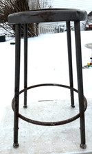 Vintage Krueger Industrial Adjustable Steel Factory Stool Chair USA