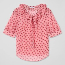LK Bennett Pink Coco Frilled Pink Blouse size 14 RRP£149 (sku795j)