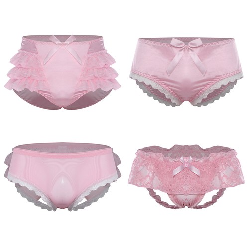 Men ruffled satin briefs sissy - men,