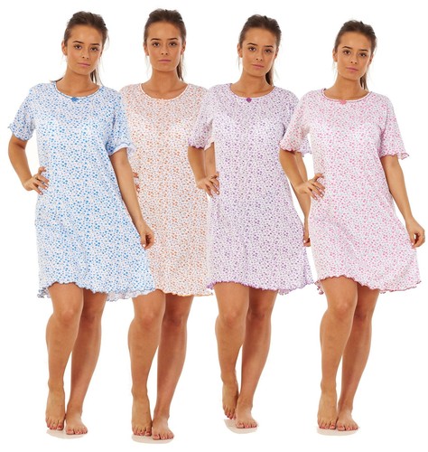 Ladies floral nightdress short - floral,