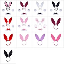 Easter Bunnies Costume Rabbit Ears Headband Collar Tail Halloween Cosplay Party