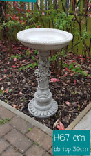 Rose Stone Bird Bath Solid Concrete Hand Cast Garden Ornament Decor  Fountain