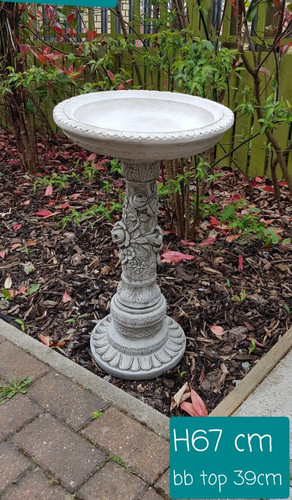 Rose stone bird bath solid - rose,