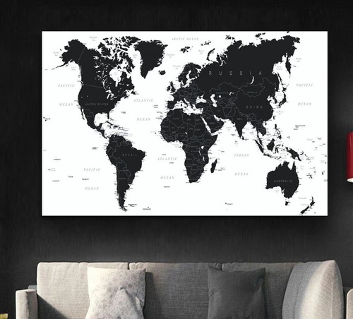 World map black and white - and,