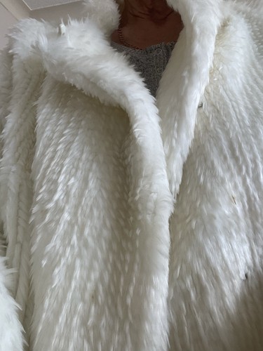 Women white faux - fur, long