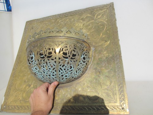 Antique etched wall plaque - etched,