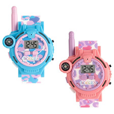 Kids Walkie Talkies Set Watch Game for Boys Girls Gadget Gift Rechargeable Pink