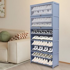10 Tier Shoe Storage Cabinet Foyer Porch Free Standing Shoes Shelf Organizer New