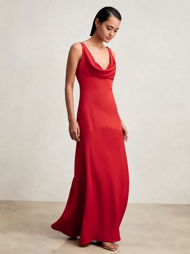 Reiss womens midi dress red - dress,