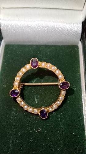 9ct gold amethyst and pearl - 9ct,