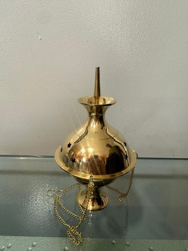 Brass tone hanging - brass, incense