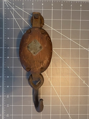 Vintage block tackle wooden - block,