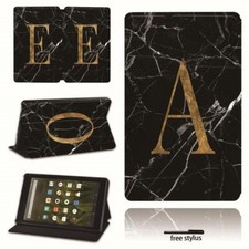Initials Leather Stand Cover Case For Amazon Kindle Fire 7"/ HD 8"/HD 10'/Max 11