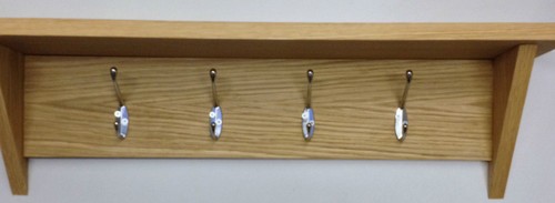 Oak coat hooks with - , shelf