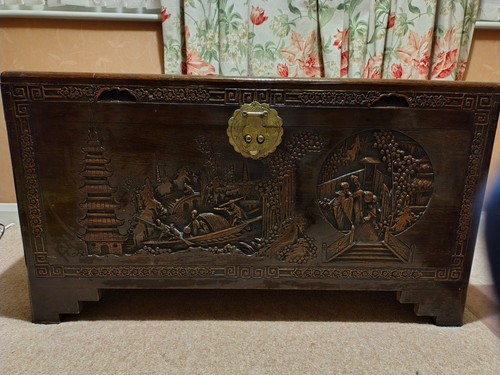 Stunning camphor chest carved