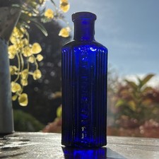 2 oz Blue NOT TO BE TAKEN Poison Bottle Vintage Embossed Chemist Glass Bottle