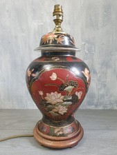 Ceramic Table Lamp Hand Painted Kutani Satsuma Oriental Rochamp Ginger Jar