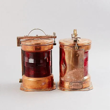 Vintage copper port light - port, pair