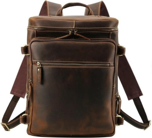 Leather 17in rucksack backpack - leather,