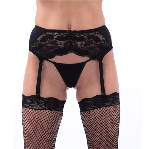 Deep lace suspender belt black - deep,