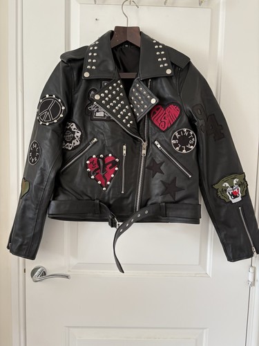 Leather college biker jacket - college,