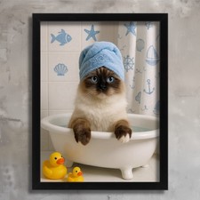 Funny Cat in Bathtub Wall Art