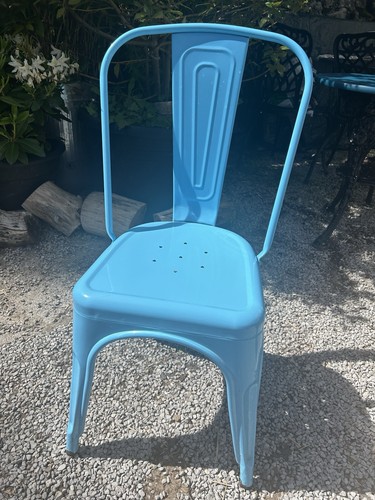 Tolix style metal blue chairs - tolix,