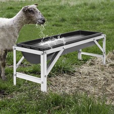 Livestock Feed Trough Long Large Capacity Feeder Feed Trough with Stand Silver