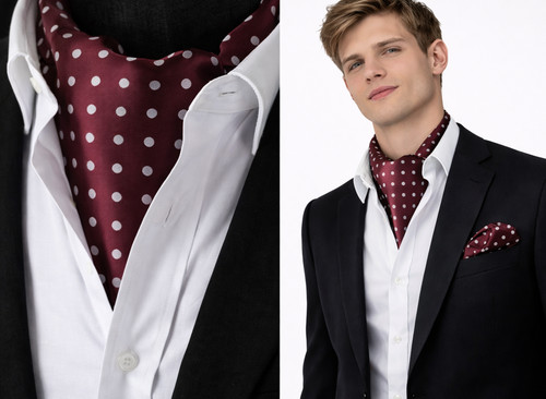 Burgundy men ascot scarf tie - ascot,