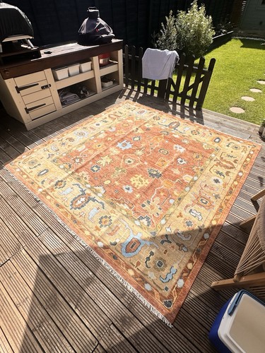 Vintage turkish oushak rug 8ft - oushak,