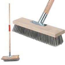 Heavy Duty Stiff Garden Broom Head and Handle Outdoor Sweeping Yard Brush