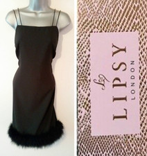 Lipsy  Feather Hem Black Dress