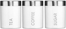 Set of 3 Tea Coffee Sugar Kitchen Storage Canisters Jars Pots Containers Tins 