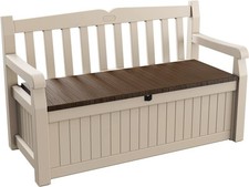 Keter Eden Bench 265L Outdoor Garden Storage Box Garden Furniture - Beige Waterp