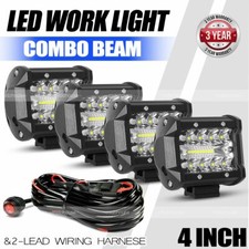 4x 4inch LED Work Light Bar Spot Combo Pods Fog Lamp Offroad Driving Car & Wire