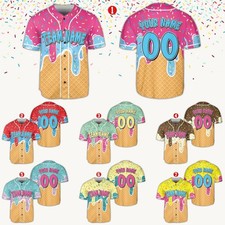 Personalized Ice Cream Drip Baseball Jersey - Adults, Kids & Youth