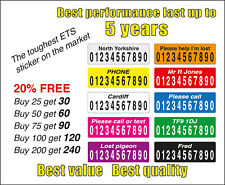 Racing Pigeon ETS Phone Number Stickers+20% EXTRA FREE. ETS stickers Pigeon Loft