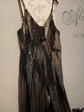 F&F Jumpsuit Black & Gold Stretchy Size 14 Party Strappy Crossover Top BNWT