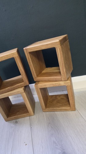 Solid oak cube wall shelf - solid,