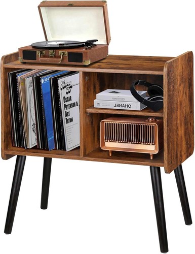 Record player stand with vinyl - player,