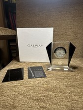 A stunning Art Deco Glass Mantel Clock Galway Living Quartz Large boxed 