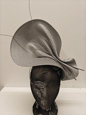 grey large straw fascinator